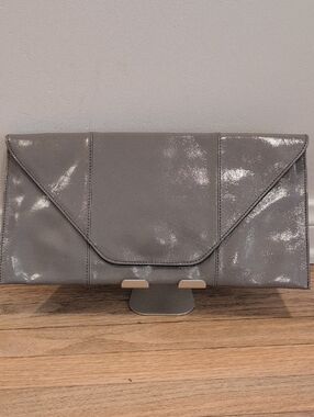 Halogen Gray Patent Envelope Clutch